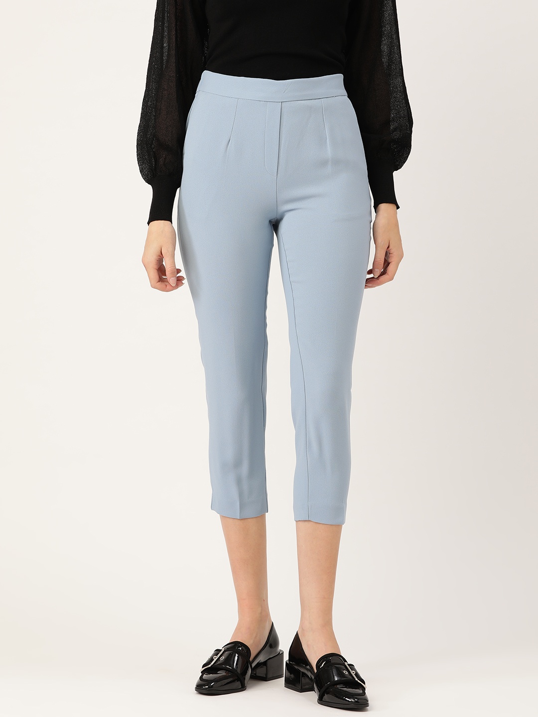 

MANGO Women Blue Regular Fit Solid 3/4th Length Trousers