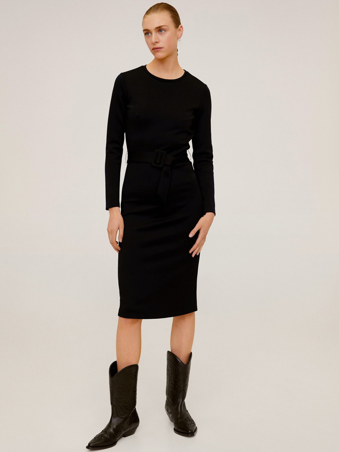 

MANGO Women Black Solid Sheath Dress