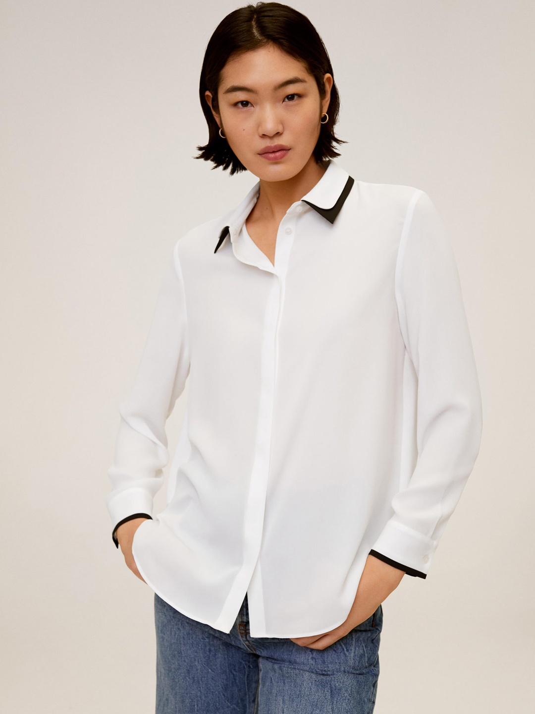 

MANGO Women White Regular Fit Solid Casual Shirt