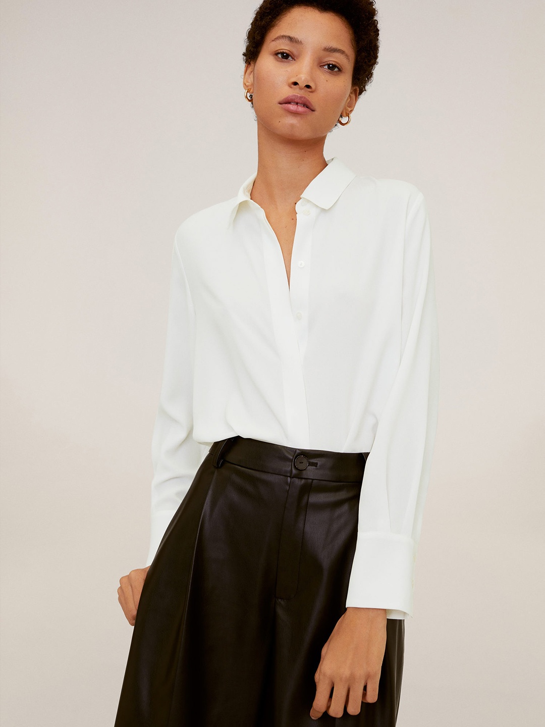 

MANGO Women White Solid Shirt Style Top