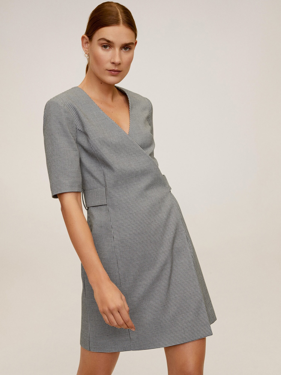 

MANGO Black & White Borecuad Blazer Dress