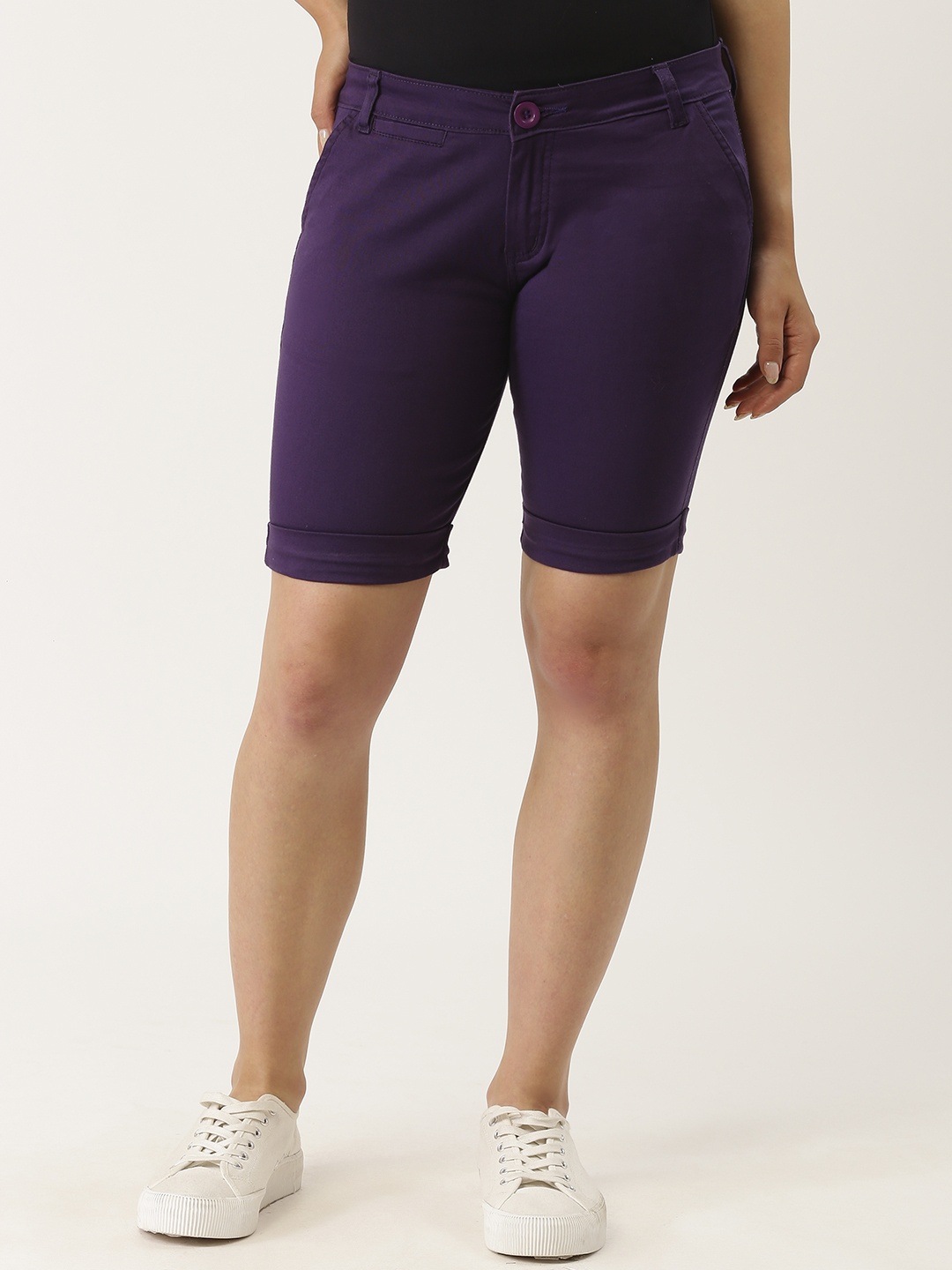 

urSense Women Purple Solid Slim Fit Regular Shorts