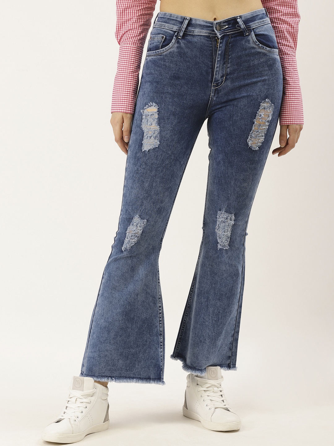 

urSense Women Blue Slim Fit High-Rise Mildly Distressed Stretchable Jeans