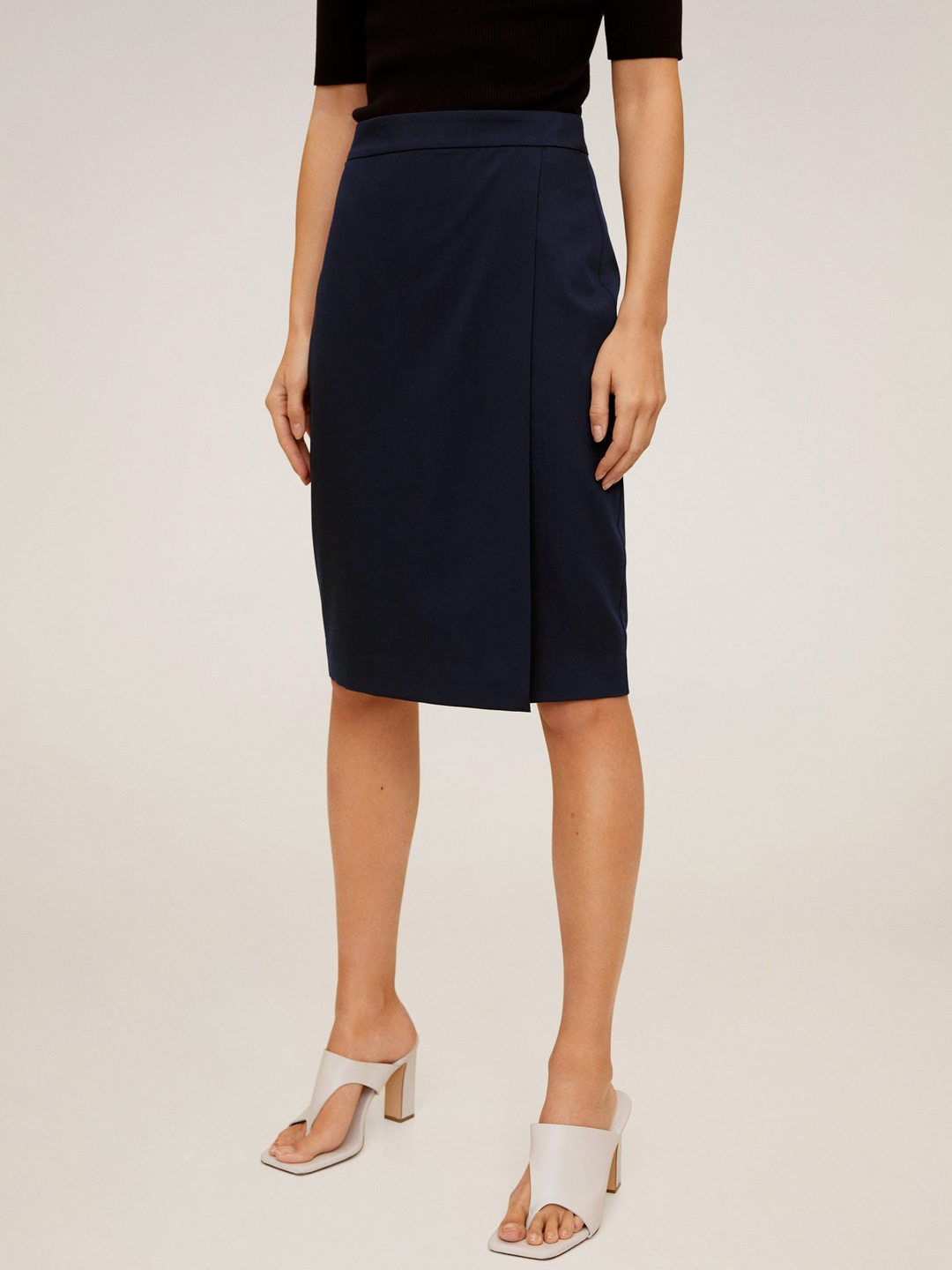 

MANGO Navy Blue Layered Pencil Skirt