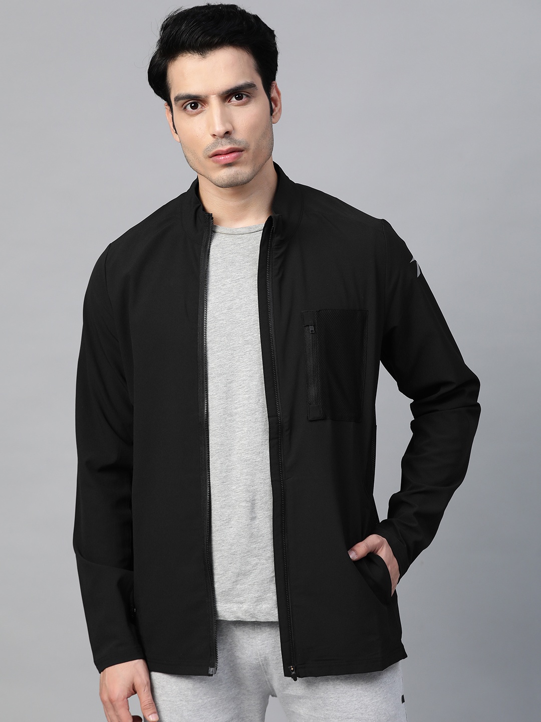 

Reebok Men Black Solid Slim Fit One Series Running Hero Lightweight Sporty Jacket