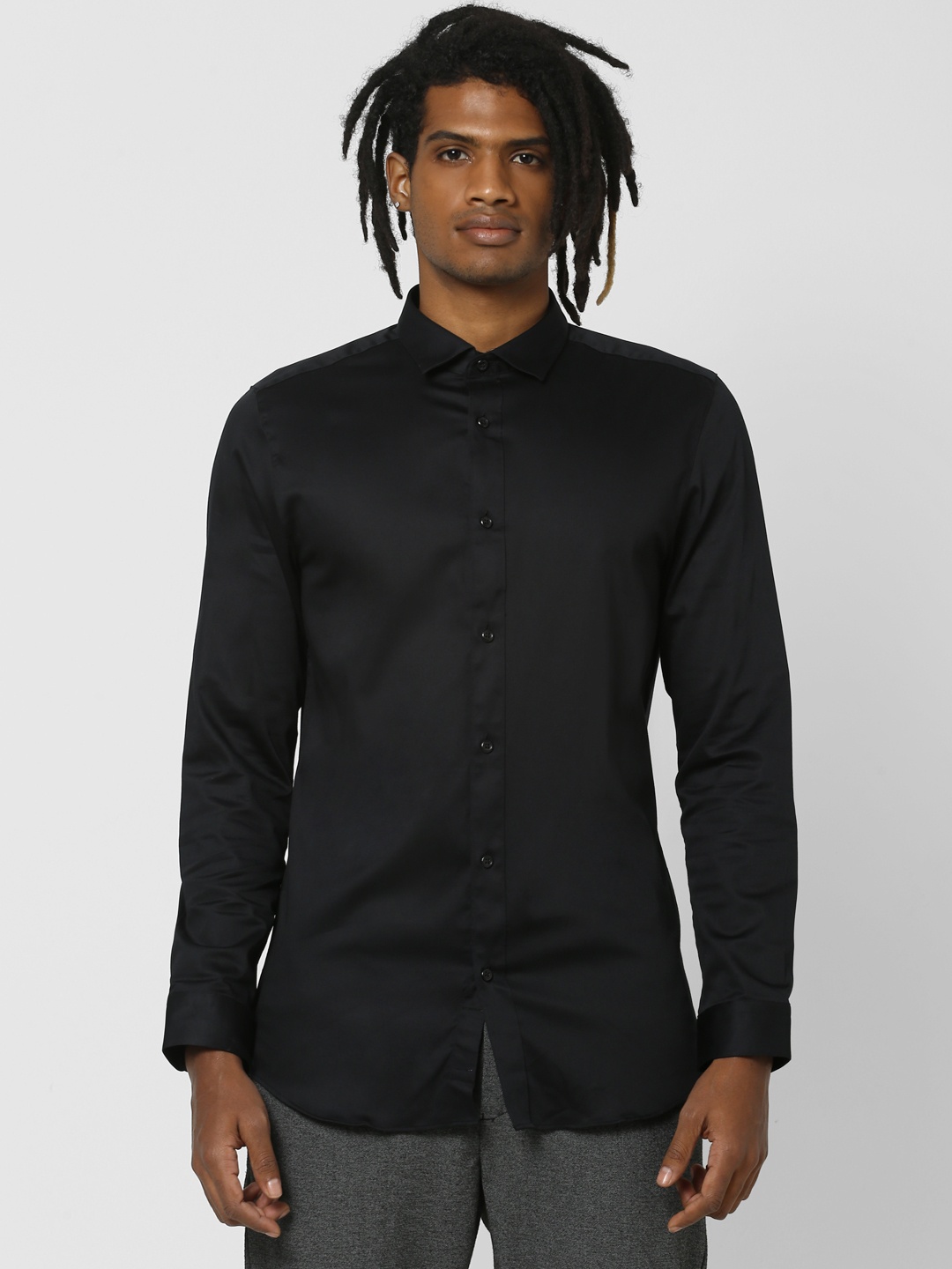 

Jack & Jones Men Black Slim Fit Solid Casual Shirt