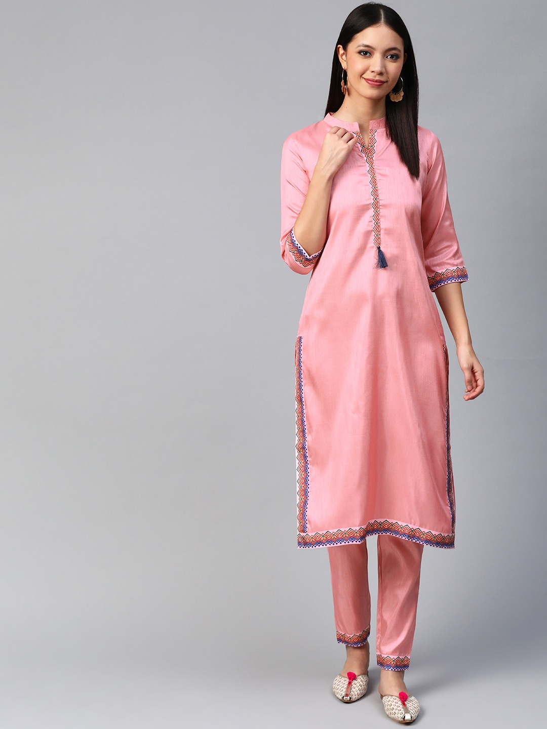 

ZIYAA Women Pink Solid Kurta with Trousers