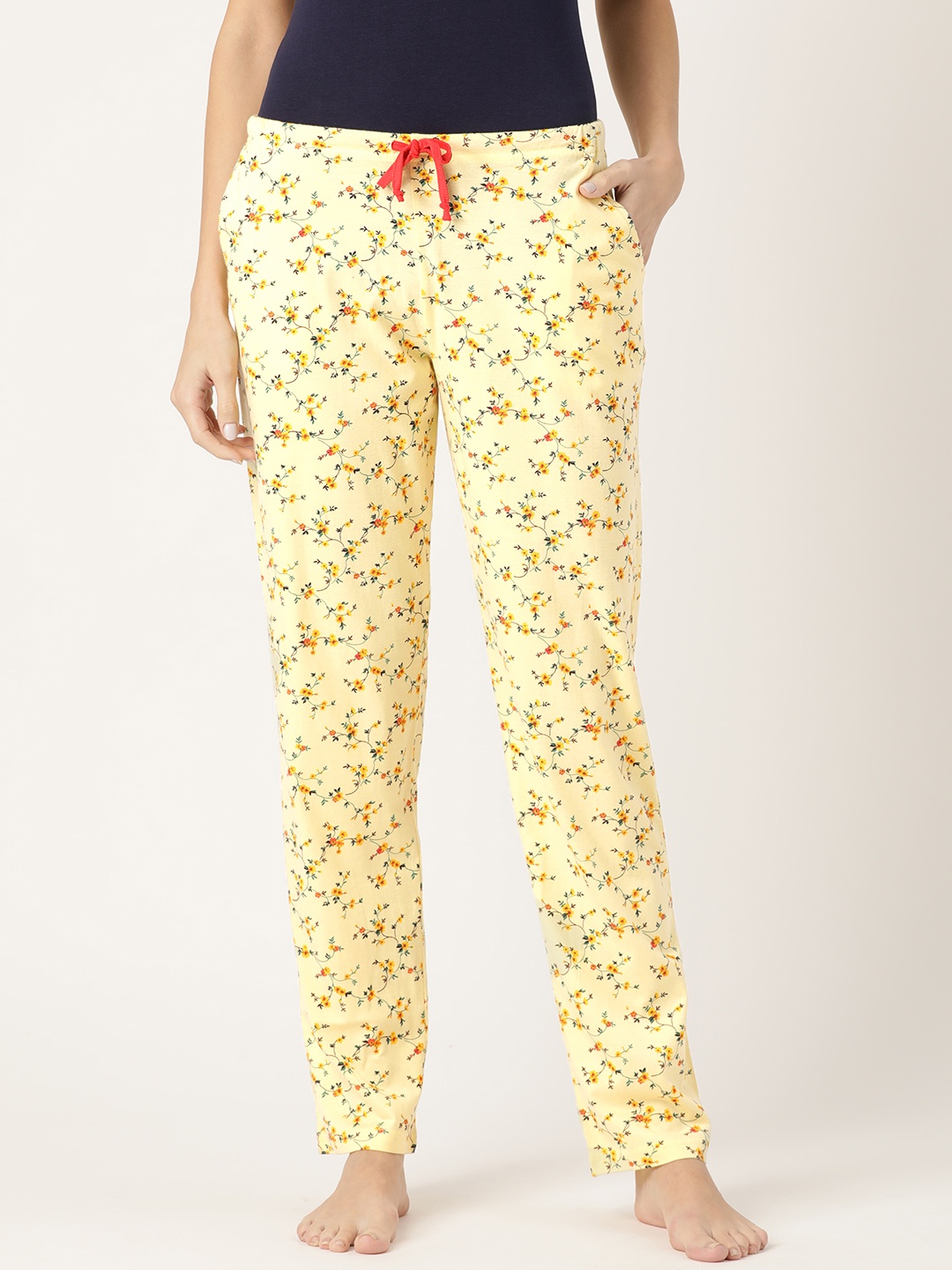 

Kanvin Women Yellow Floral Print Lounge Pants