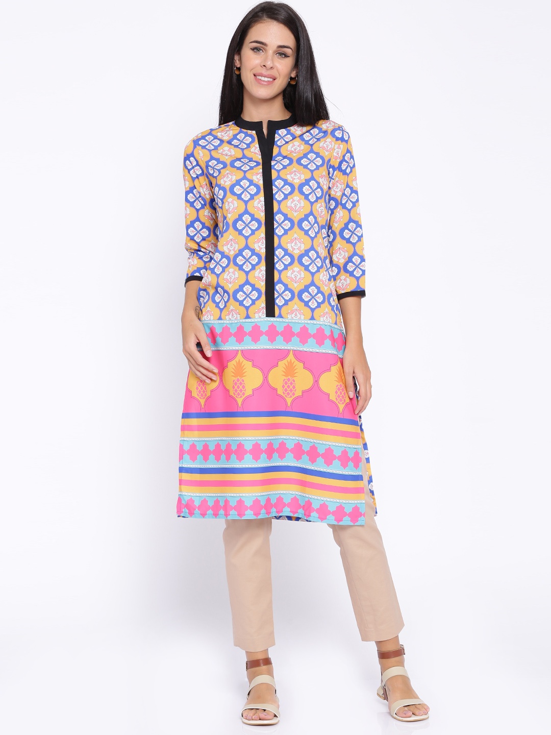 

Anouk Multicoloured Digital Print Polyester Kurta, Multi