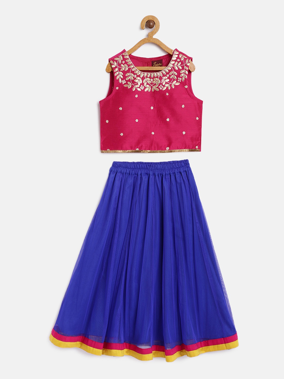 

Twisha Girls Pink & Blue Ready to Wear Lehenga with Blouse