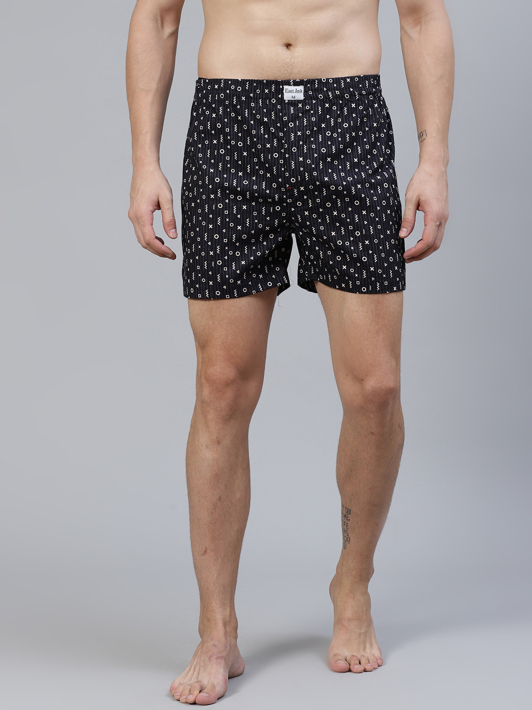 

East Ink Men Black & White Digital Print Pure Cotton Boxers EIBXCO033