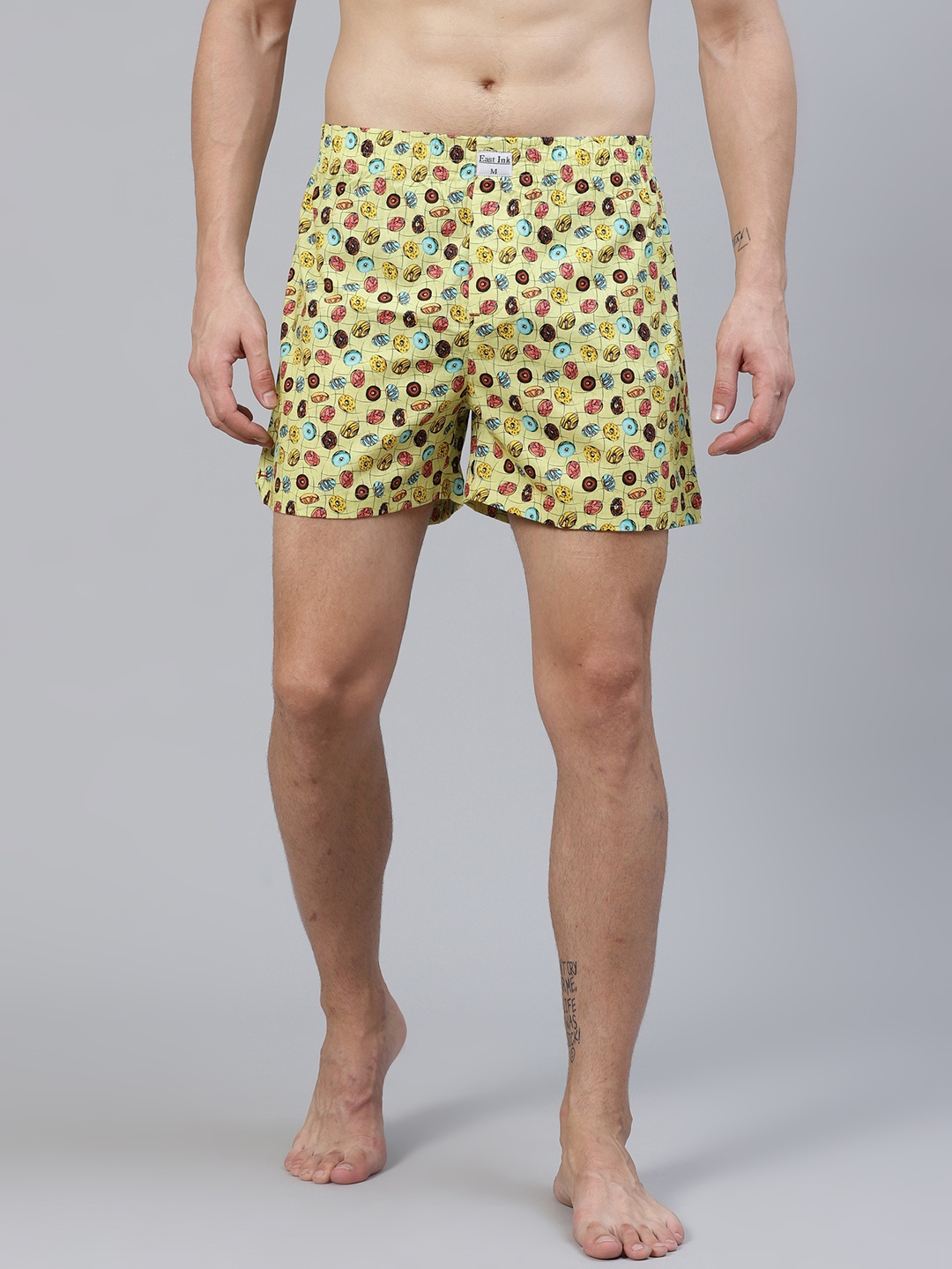 

East Ink Men Yellow & Brown Quirky Print Pure Cotton Boxers EIBXCO018