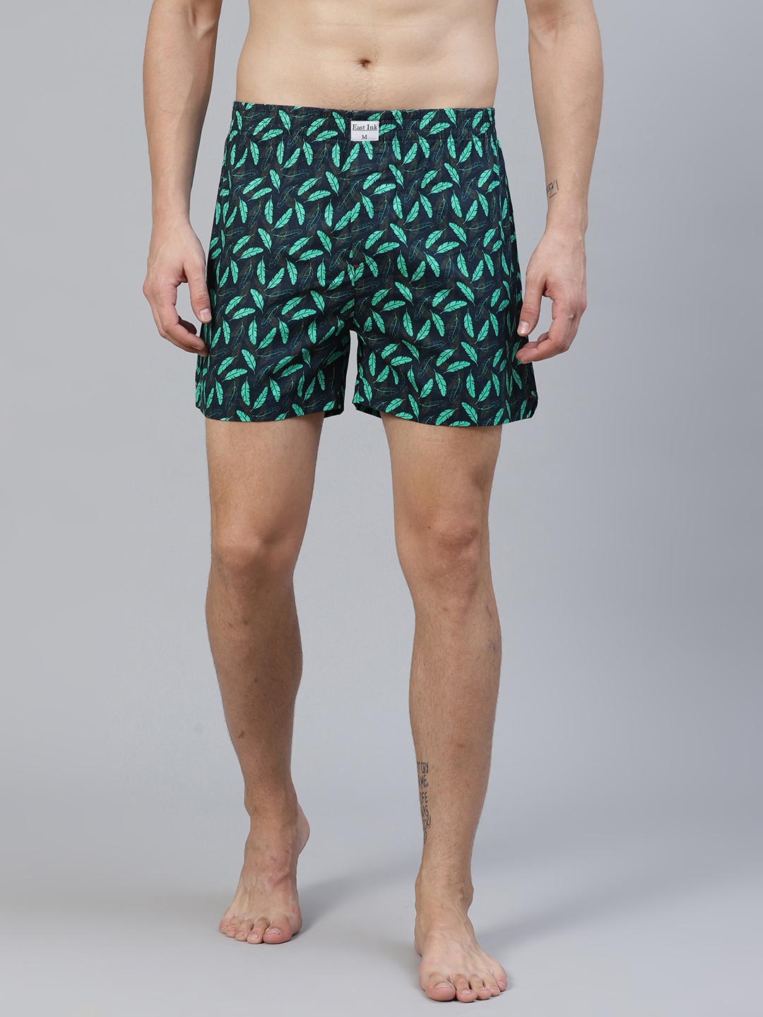 

East Ink Men Black & Green Digital Printed Pure Cotton Boxers EIBXCO054