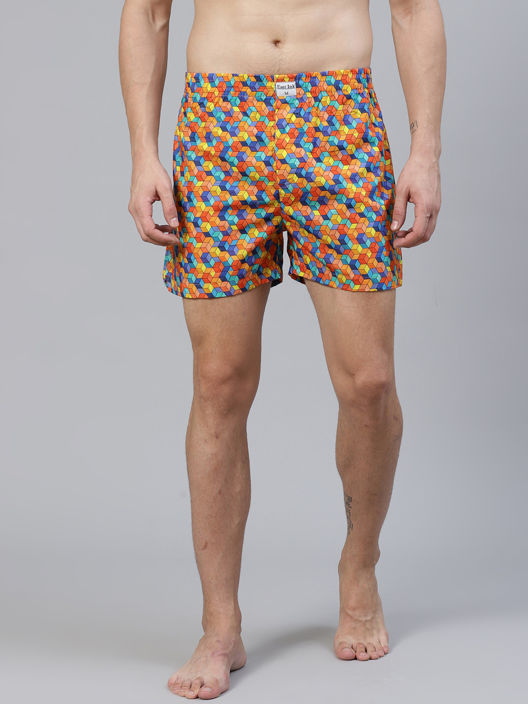 

East Ink Men Orange & Blue Digital Print Pure Cotton Boxers EIBXCO002