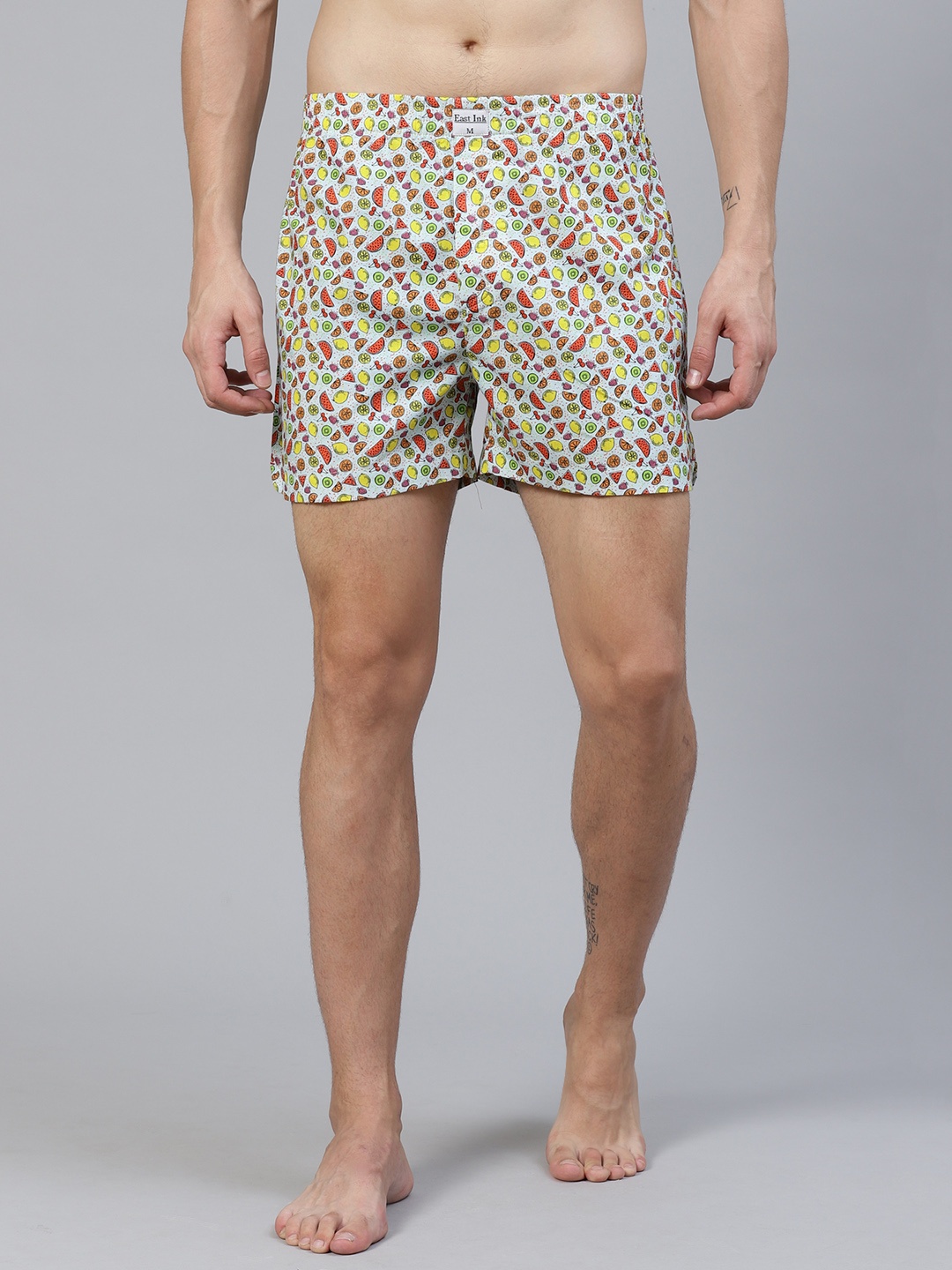 

East Ink Men Blue & Yellow Quirky Print Pure Cotton Boxers EIBXCO029