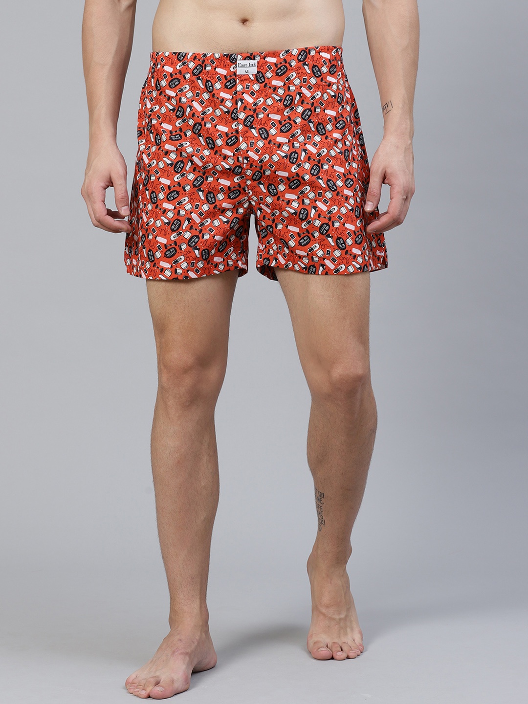 

East Ink Men Red & Black Quirky Print Pure Cotton Boxers EIBXCO025