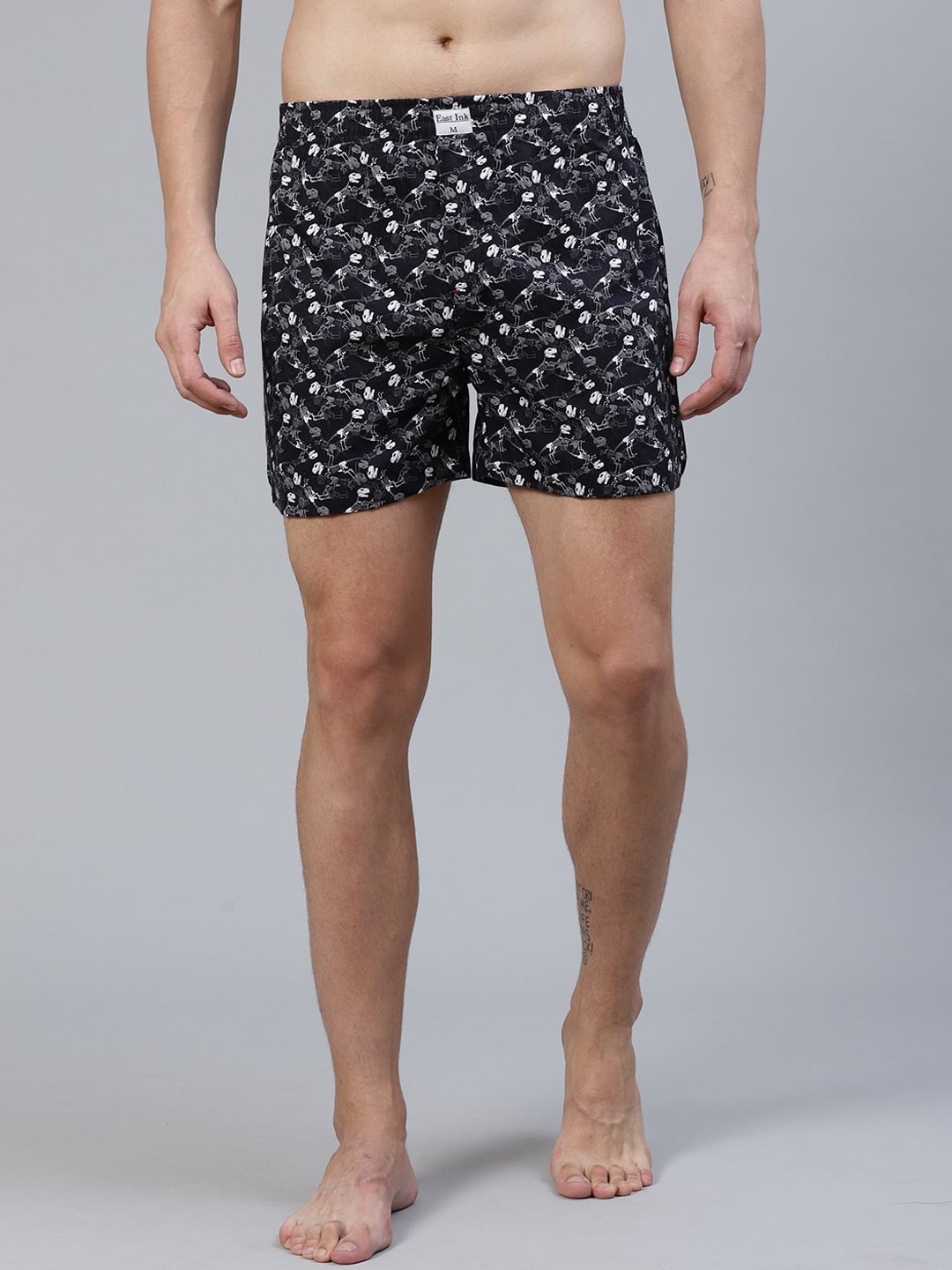 

East Ink Men Black & Grey Quirky Print Pure Cotton Boxers EIBXCO048