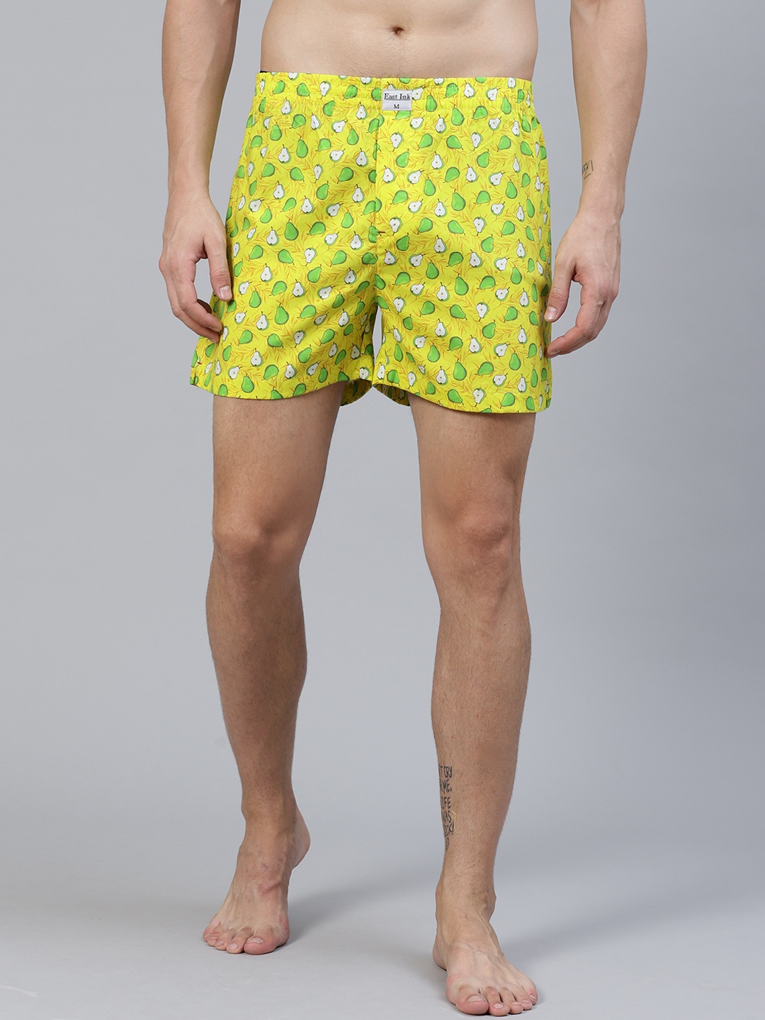 

East Ink Men Yellow & Green Quirky Print Pure Cotton Boxers EIBXCO065