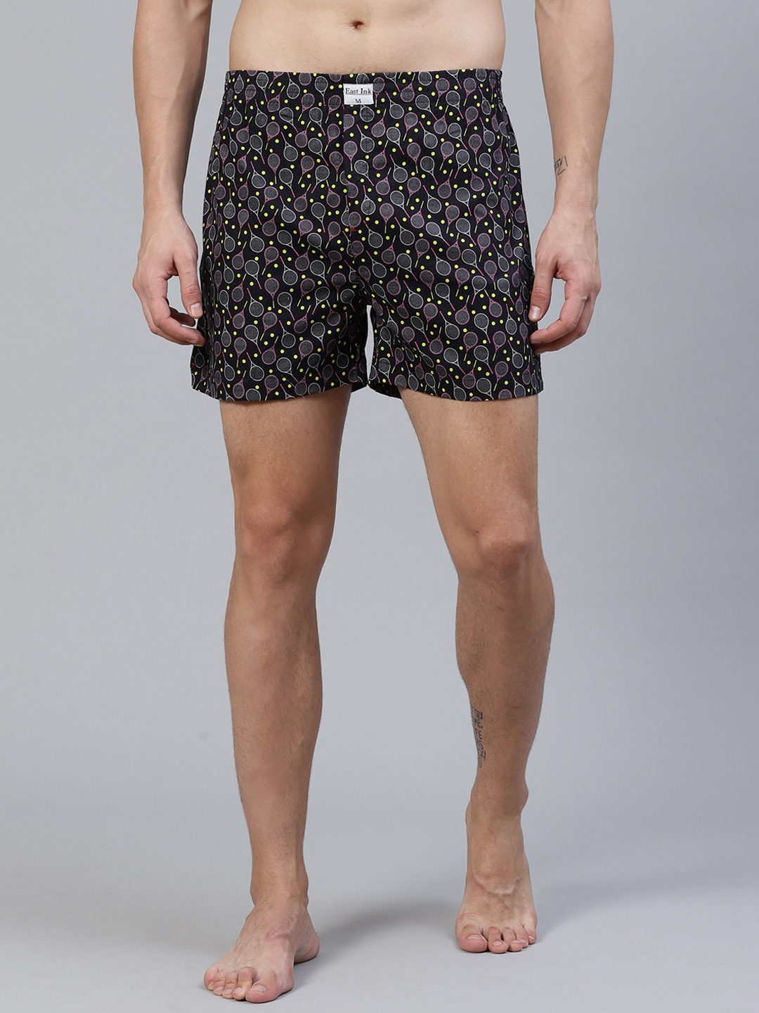 

East Ink Men Black & Grey Quirky Print Pure Cotton Boxers EIBXCO066