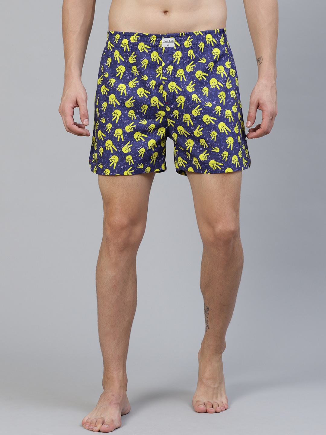 

East Ink Men Blue & Yellow Printed Pure Cotton Boxers EIBXCO069