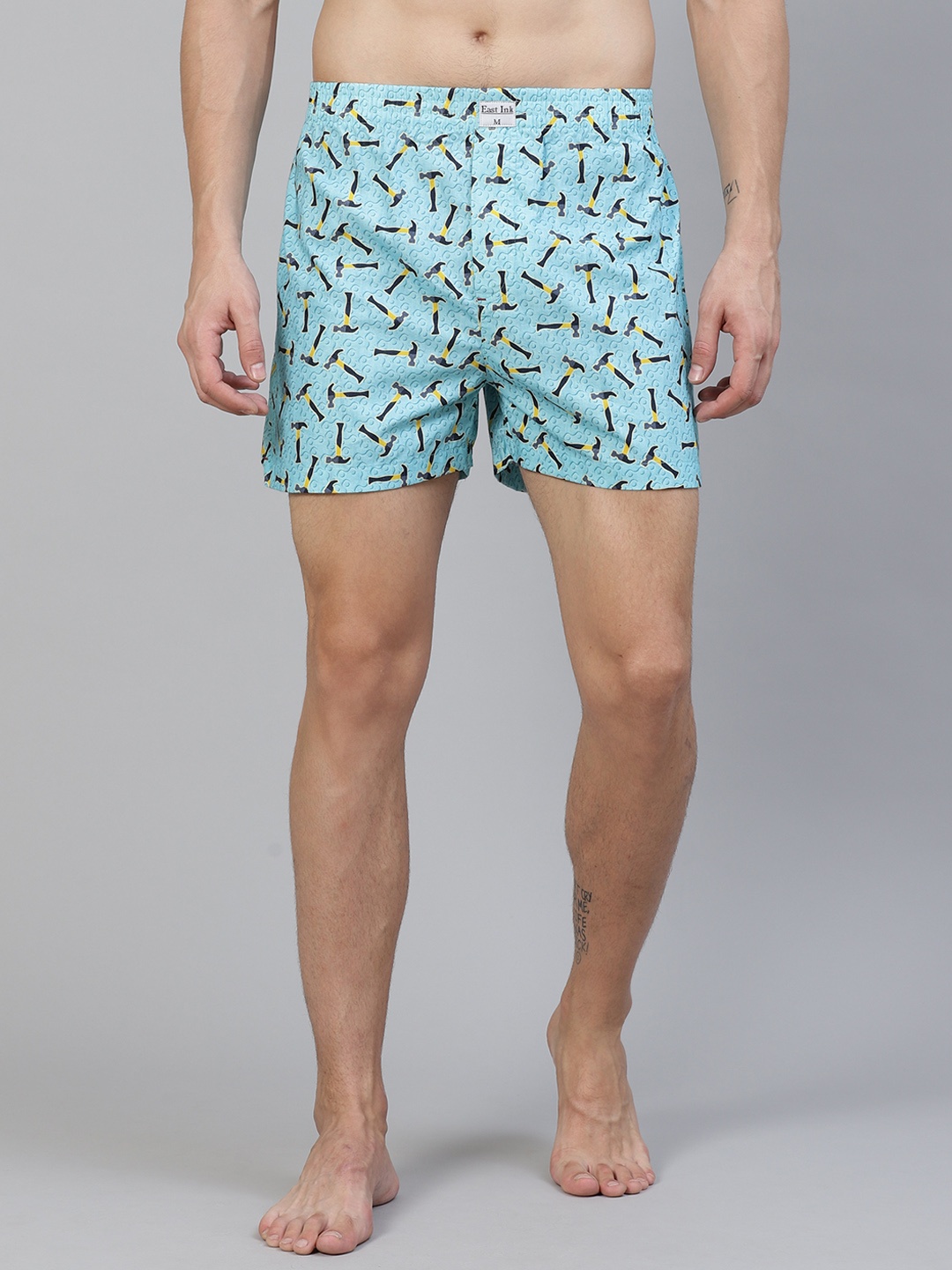 

East Ink Men Blue & Yellow Printed Pure Cotton Boxers EIBXCO010