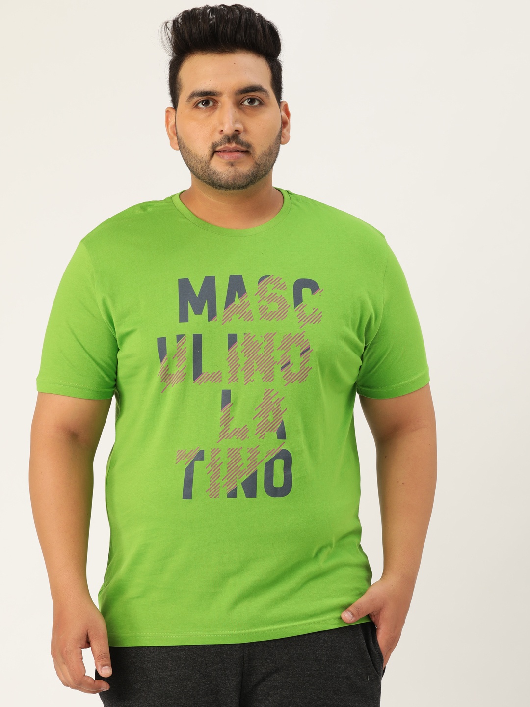 

Masculino Latino Men Green Printed Round Neck Pure Cotton T-shirt