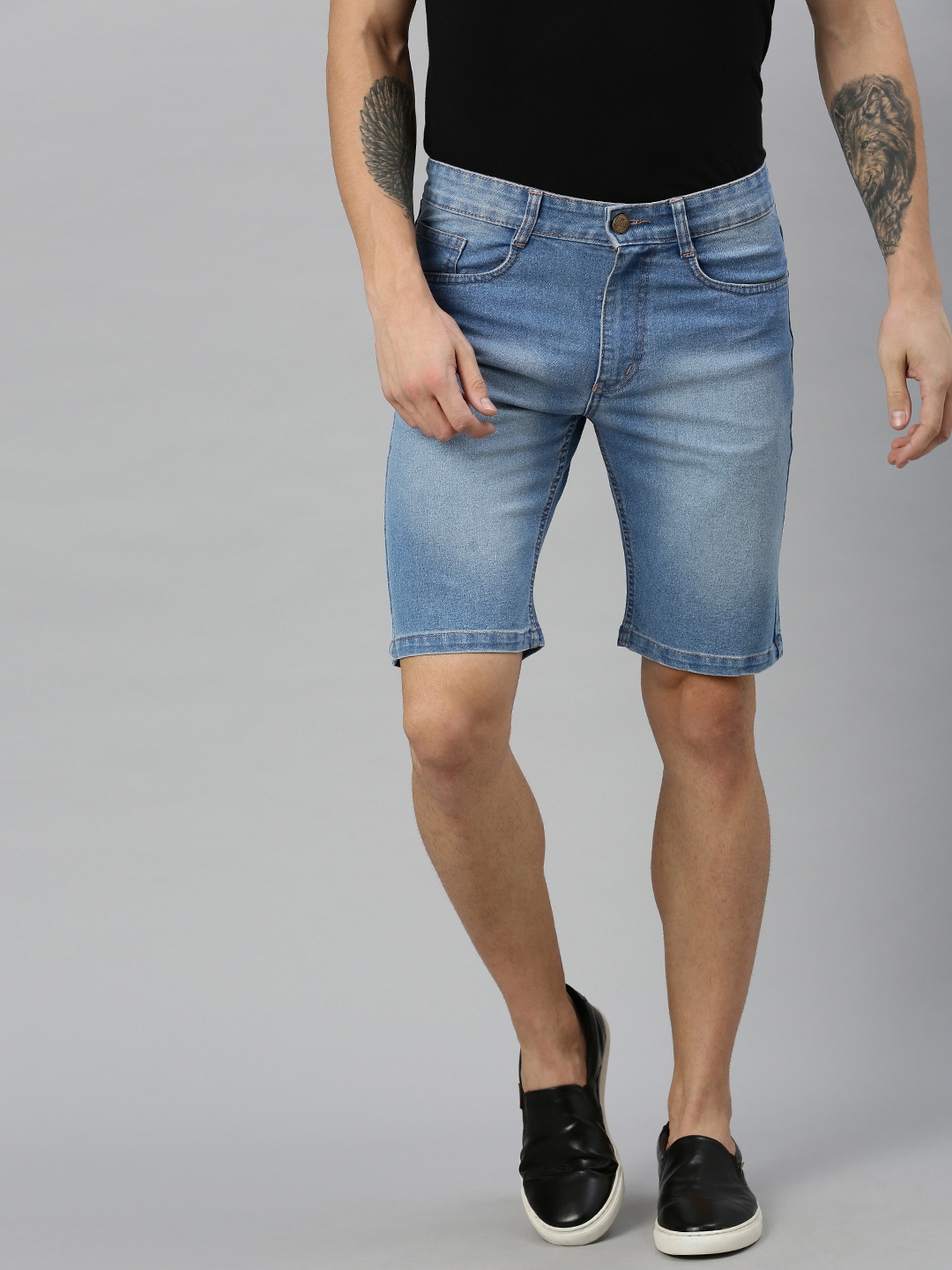 

Urbano Fashion Men Blue Washed Slim Fit Denim Shorts