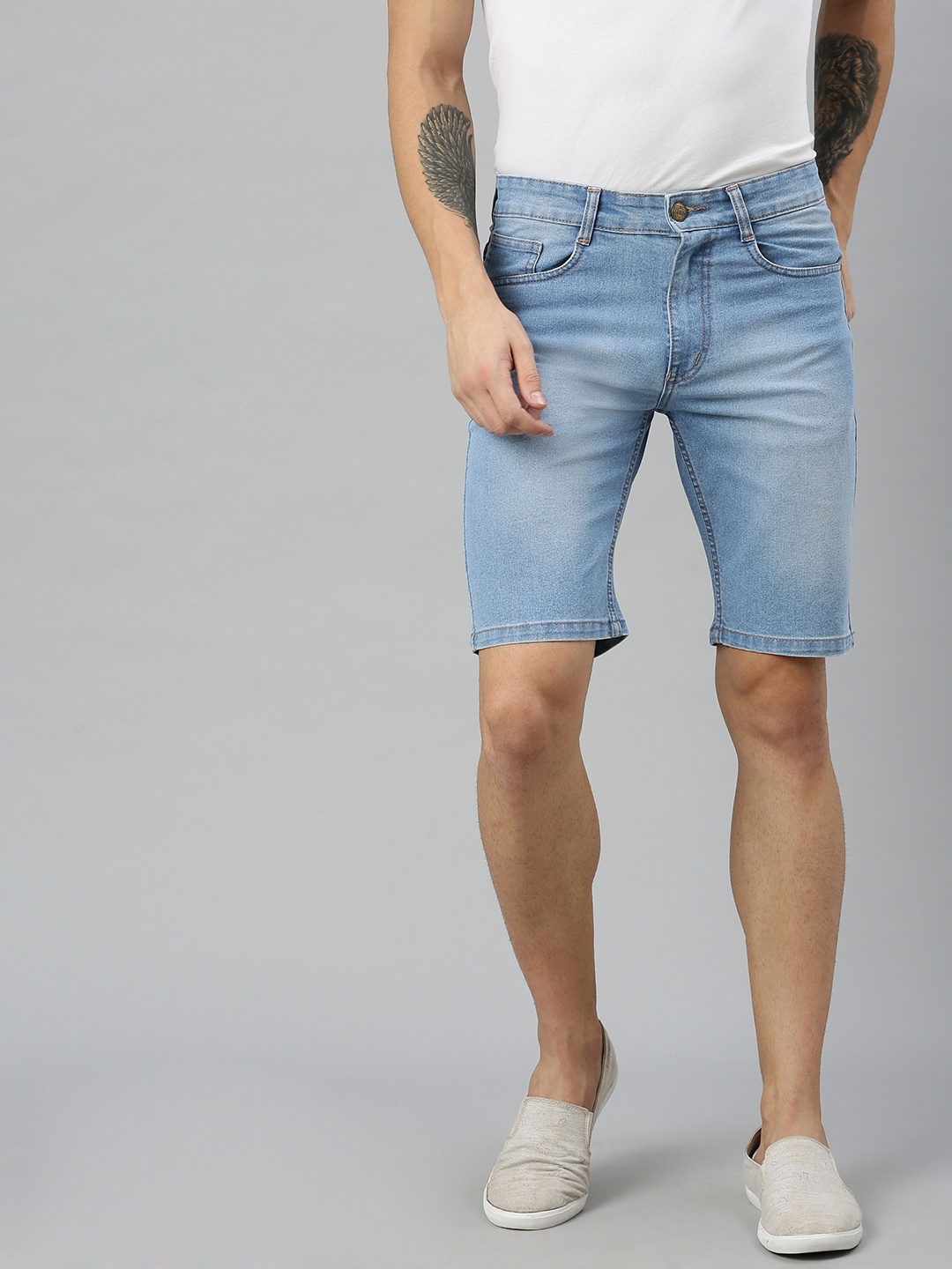 

Urbano Fashion Men Blue Washed Slim Fit Denim Shorts