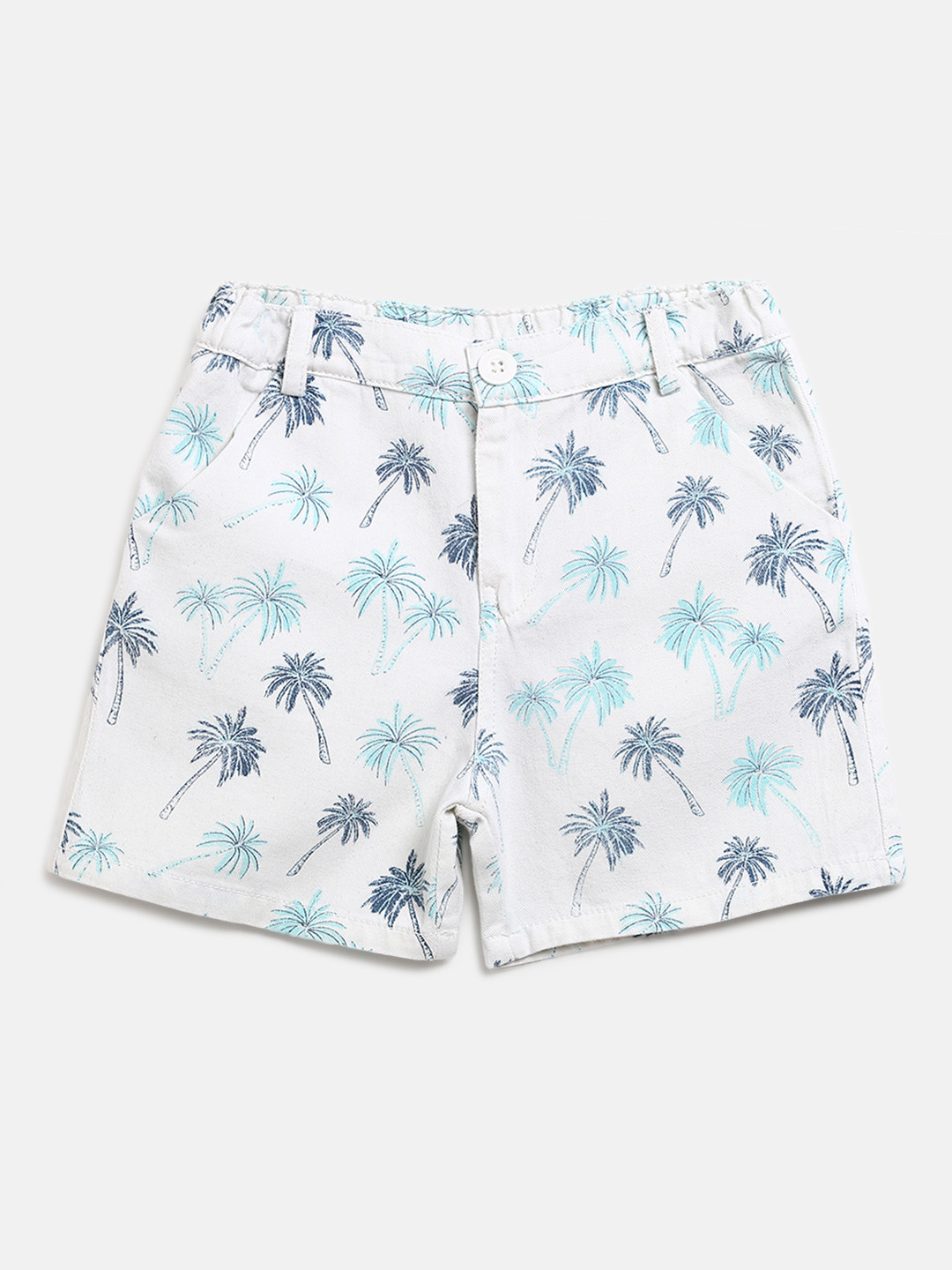

Nauti Nati Boys White & Blue Printed Regular Fit Regular Shorts