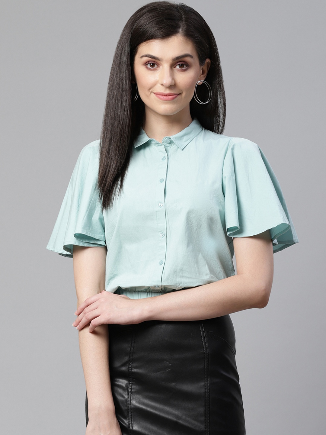 

STREET 9 Women Blue Regular Fit Solid Casual Shirt
