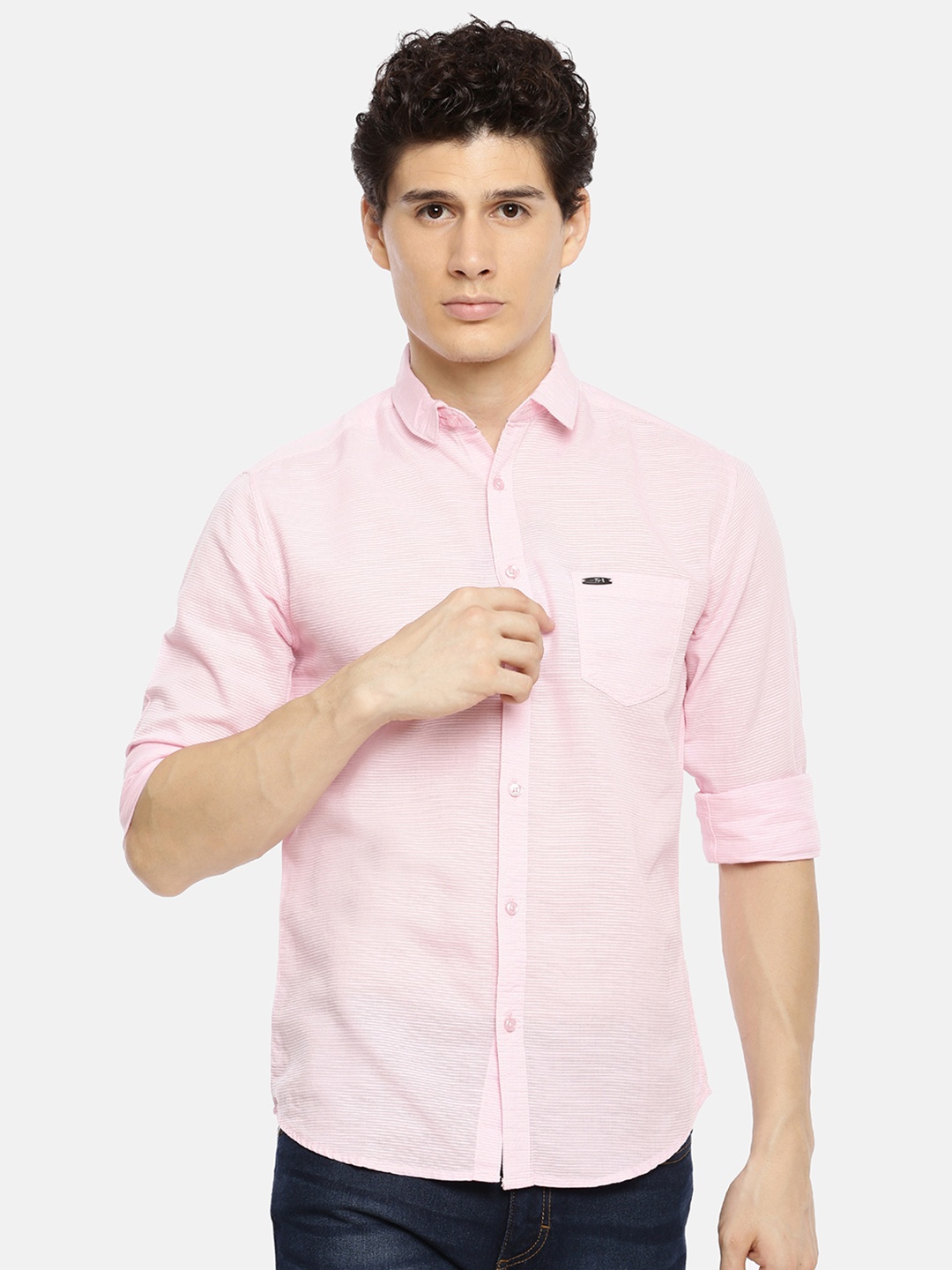 

The Indian Garage Co Men Pink Slim Fit Striped Casual Shirt