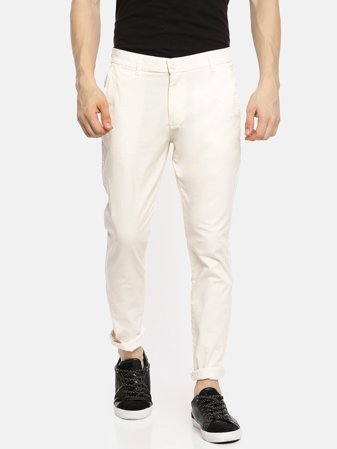 

The Indian Garage Co Men White Slim Fit Chinos Trousers