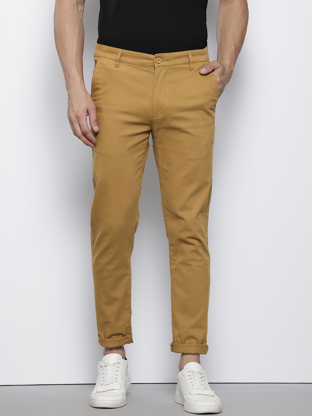 

The Indian Garage Co Men Slim Fit Chinos, Khaki