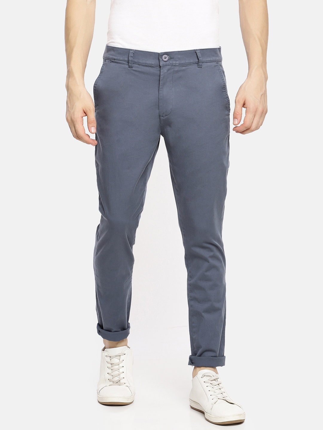 

The Indian Garage Co Men Grey Slim Fit Chinos Trousers