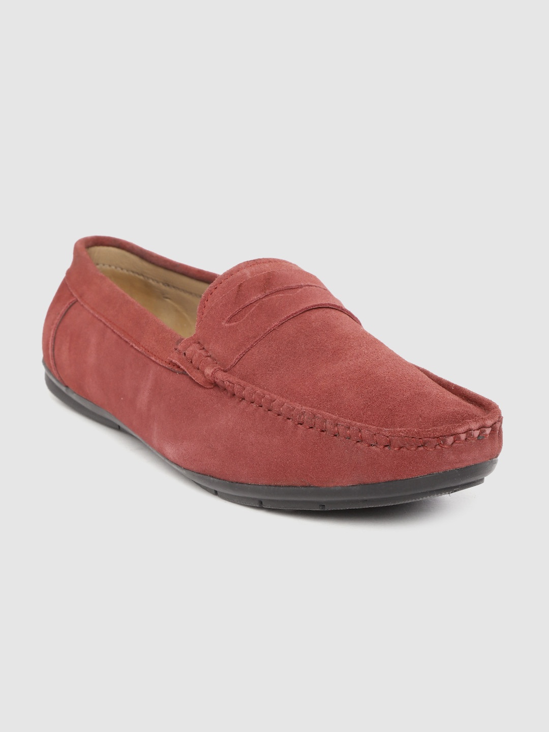 

LOUIS STITCH Men Classic Handmade Suede Driving Loafers, Maroon