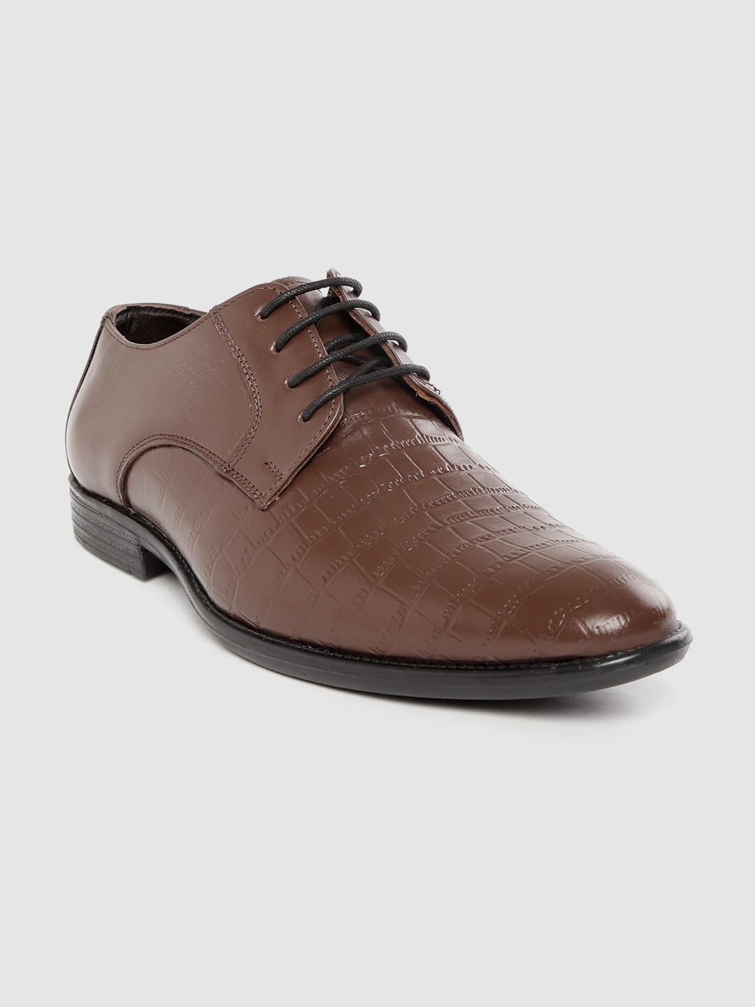 

LOUIS STITCH Men Brown Croc Textured Handmade Leather Formal Derbys