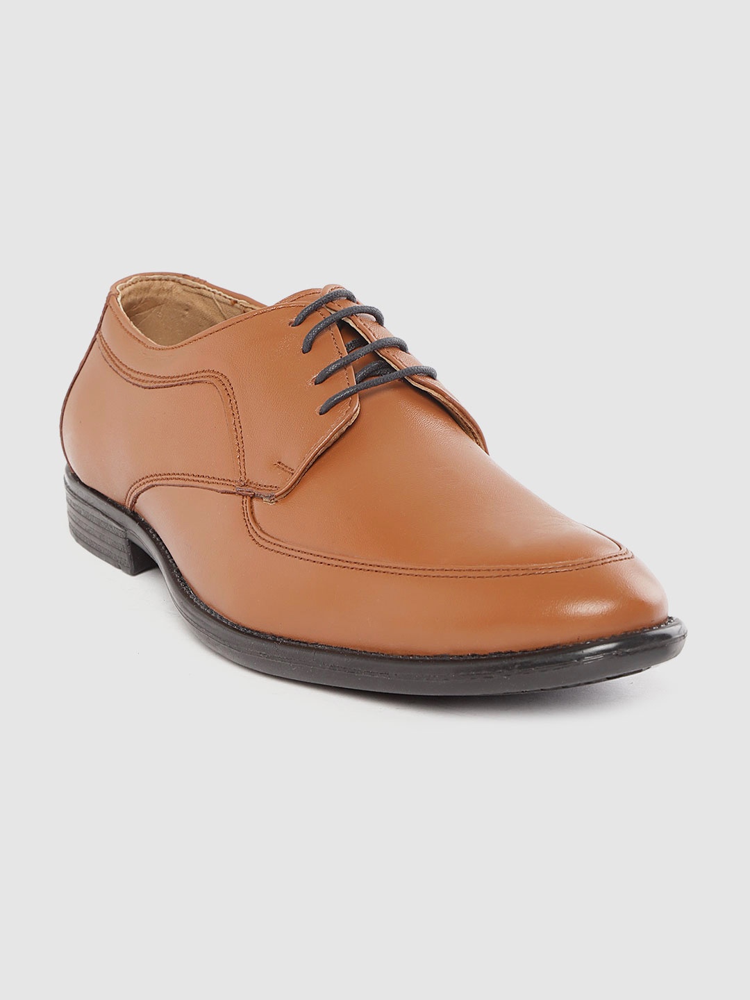 

LOUIS STITCH Men Tan Brown Solid Leather Handcrafted Formal Derbys