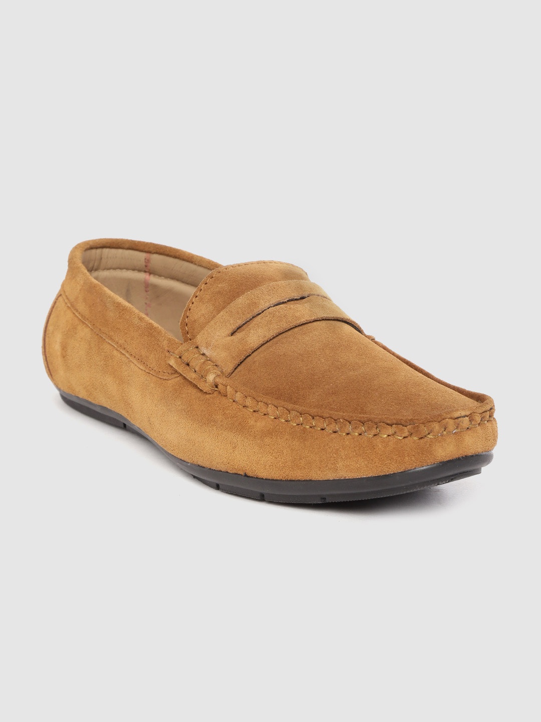 

LOUIS STITCH Men Classic Handmade Suede Driving Loafers, Camel brown