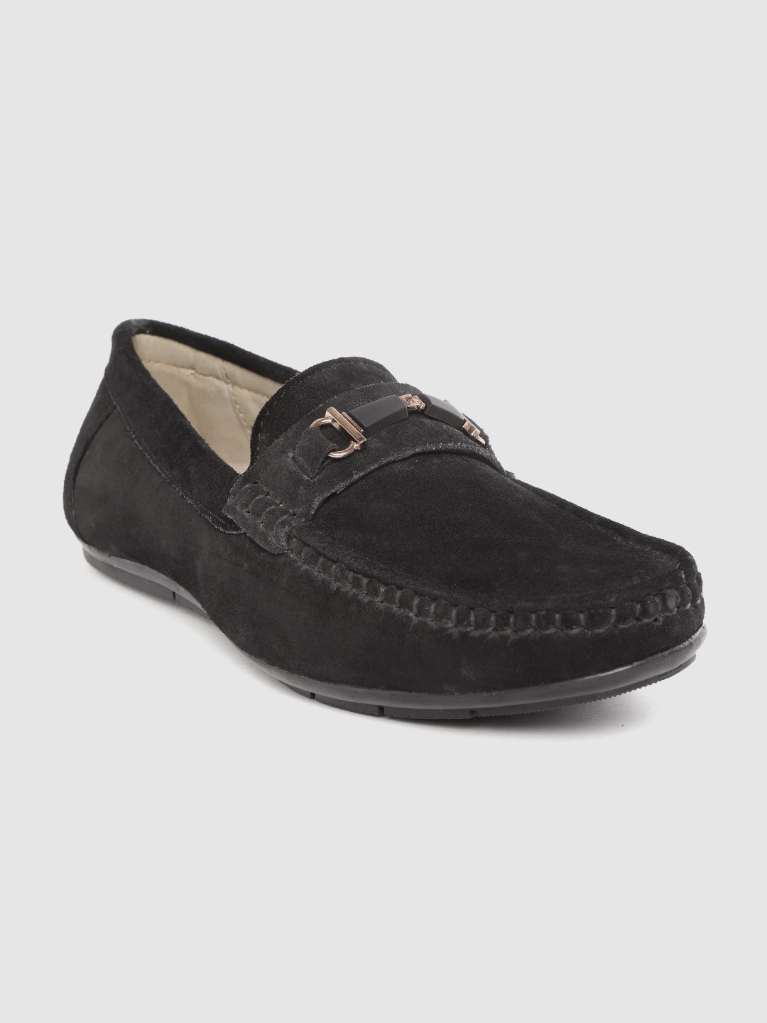 

LOUIS STITCH Men Classic Handmade Suede Driving Loafers, Black