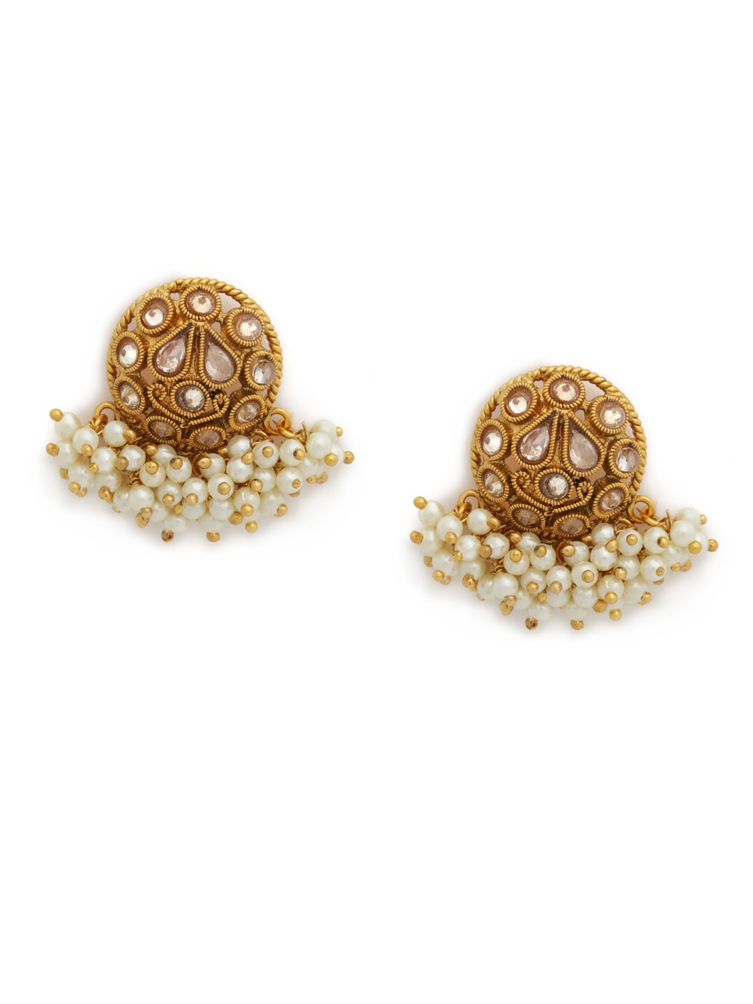

LAIDA Gold-Toned Stone-Studded Circular Studs