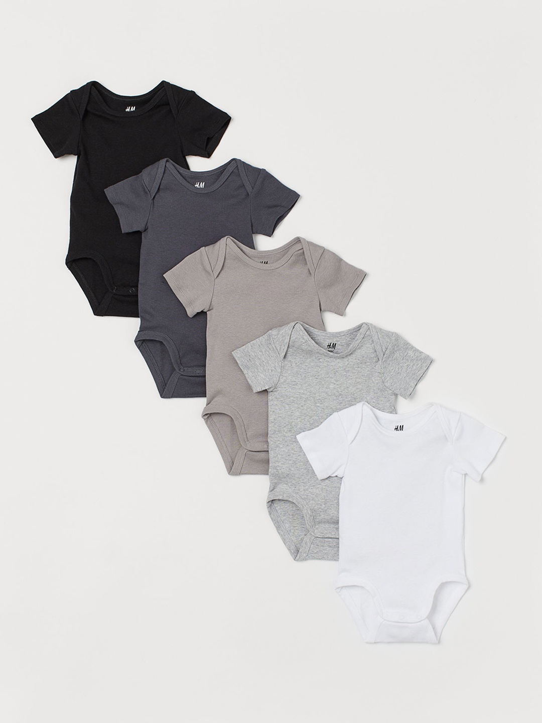 

H&M Infant 5-Pack Sustainable Bodysuits, Grey