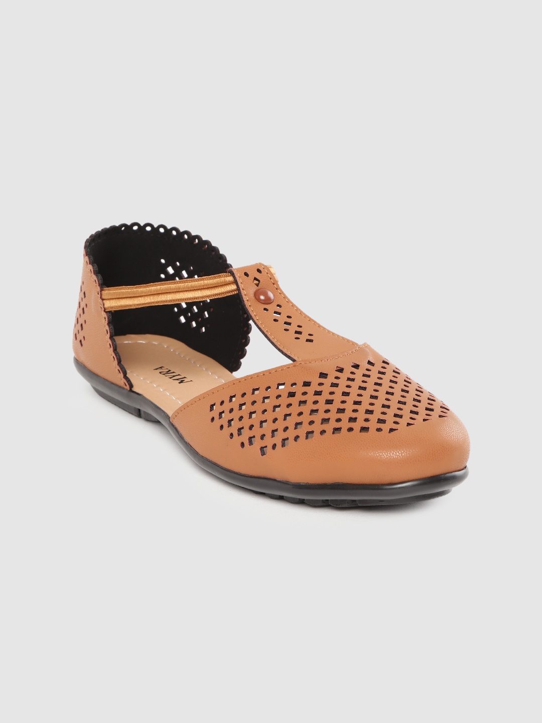 

Myra Women Brown Laser Cut Pattern Flats, Tan