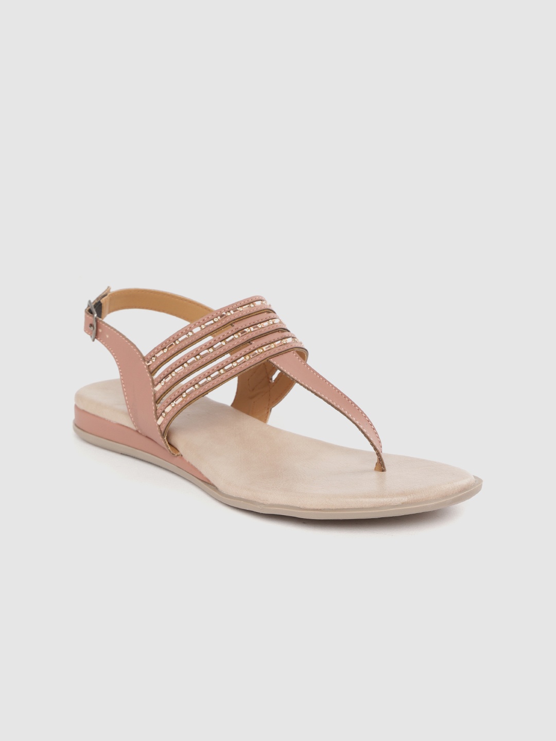 

Marc Loire Women Dusty Pink Studded T-Strap Flats