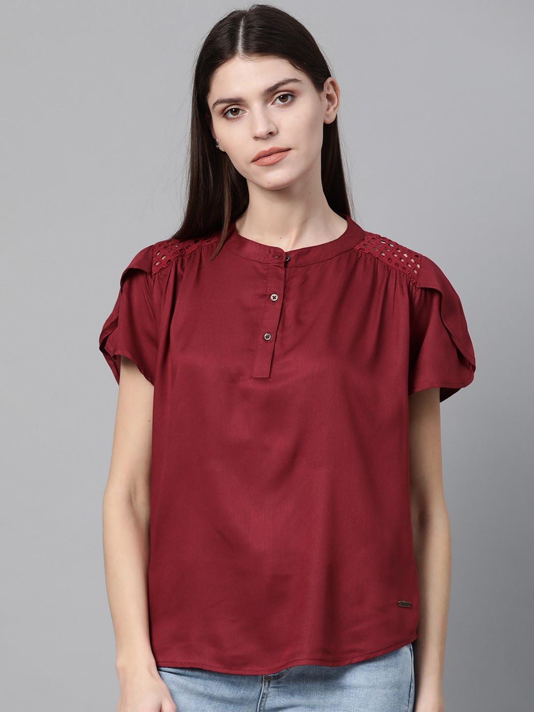 

Roadster Women Maroon Solid Top