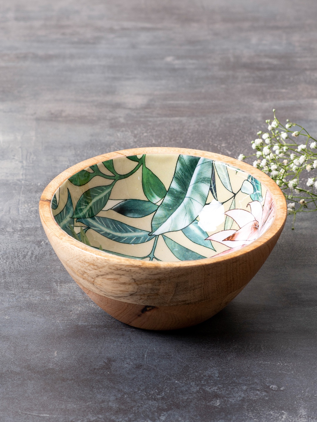 

nestroots Brown & Green Printed Serving Bowl