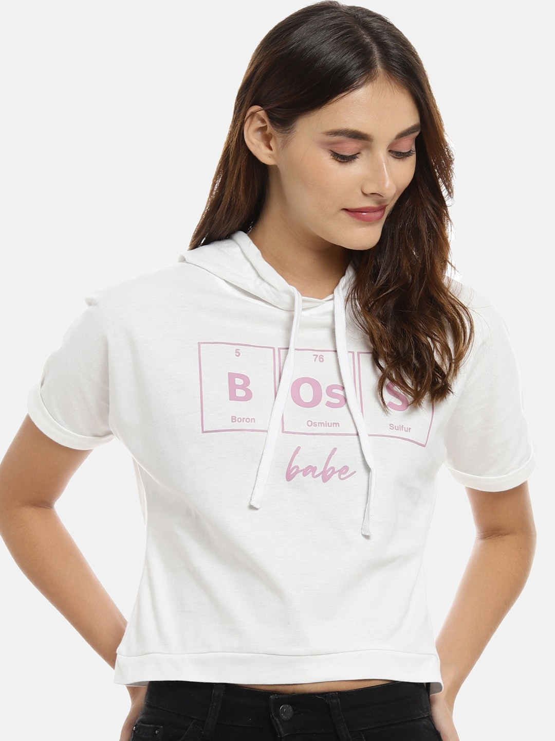 

Campus Sutra Women White Printed Pure Cotton Top