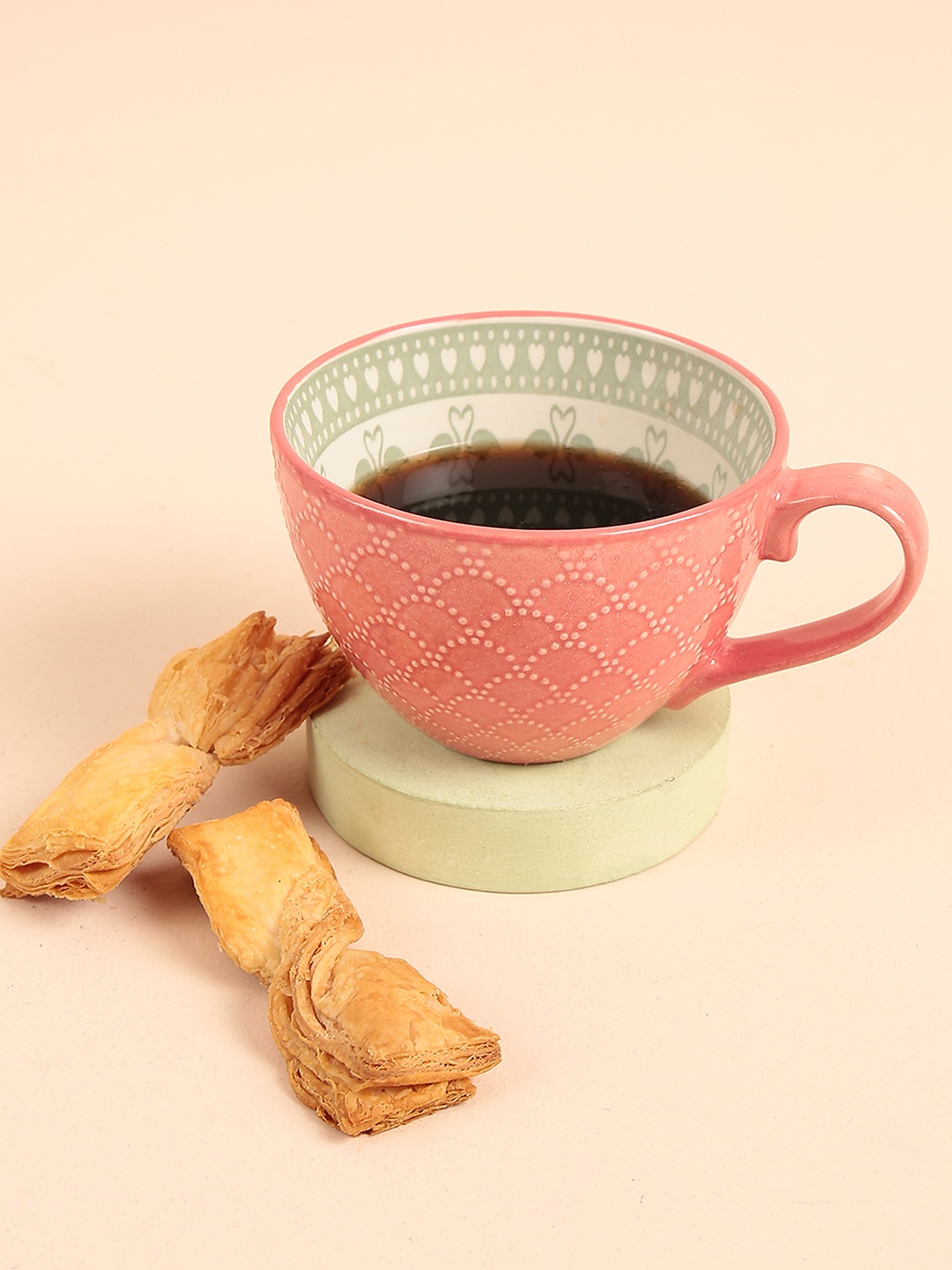 

Chumbak Pink & Green Printed Ceramic Seaside Sunset Mug