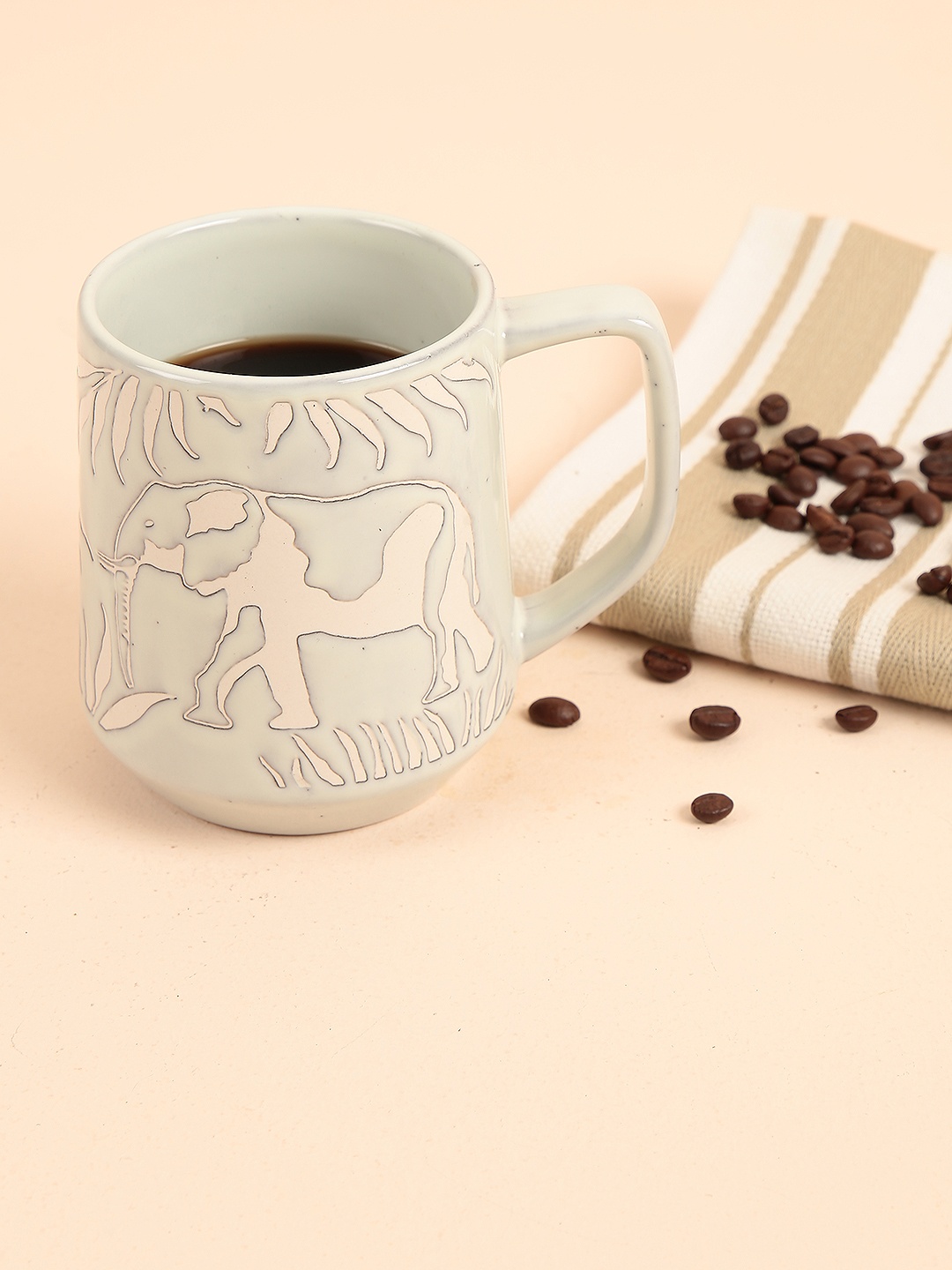 

Chumbak Green & White Textured Tusk Trails Mug