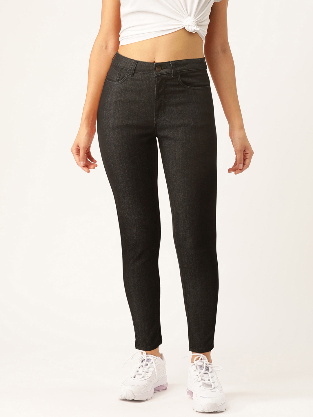 

Flying Machine Women Black Veronica Skinny High-Rise Clean Look Stretchable Cropped Jeans