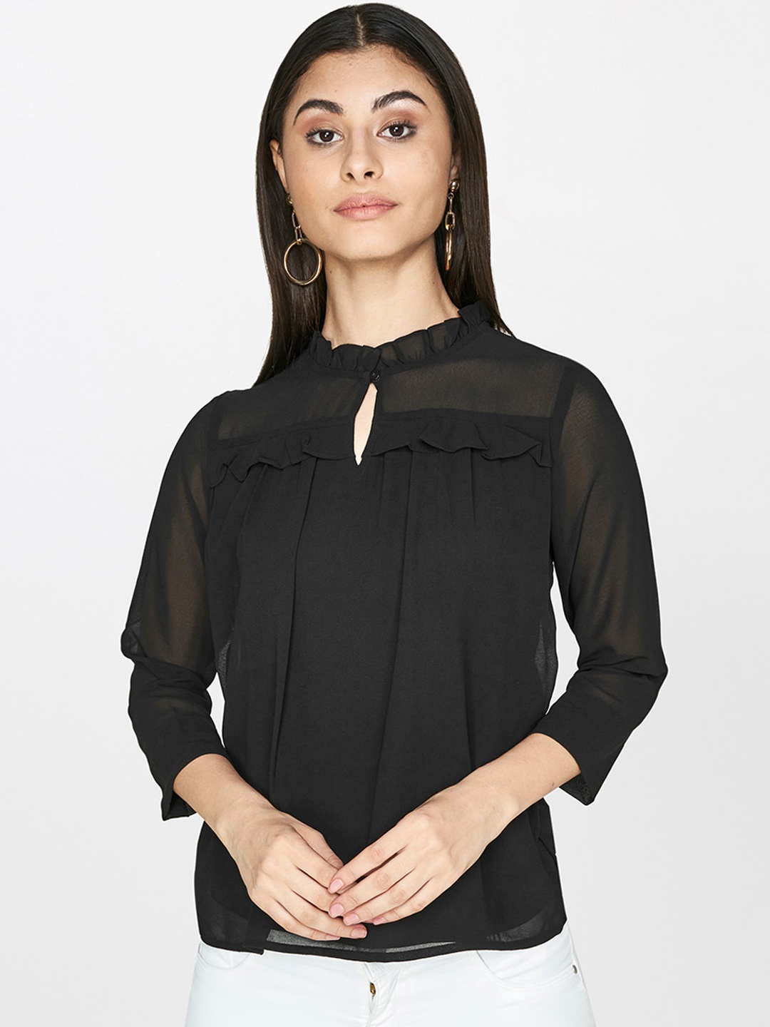 

AND Women Black Solid Top